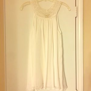 Forever 21 Sheer White Tank Top with Neck Detail